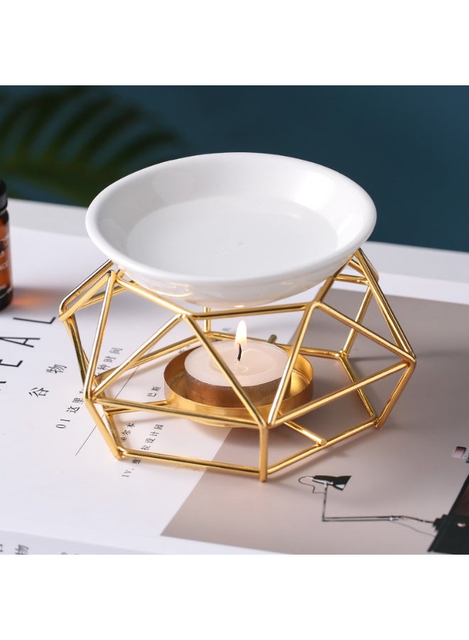 Delicate Romantic Iron Ceramic Aroma Wax Melt Warmer | Essential Oil Burner Candle Holder for Home Fragrance - Image 1